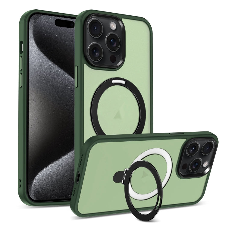 For iPhone 16 Pro Skin-feel MagSafe Holder PC Hybrid TPU Phone Case(Green) - iPhone 16 Pro Cases by buy2fix | Online Shopping UK | buy2fix