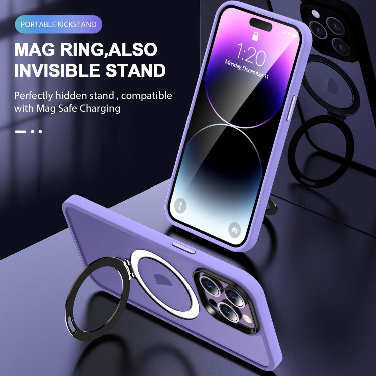 For iPhone 16 Pro Skin-feel MagSafe Holder PC Hybrid TPU Phone Case(Purple) - iPhone 16 Pro Cases by buy2fix | Online Shopping UK | buy2fix