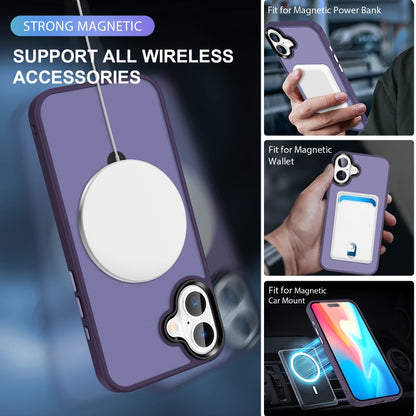 For iPhone 16 Skin-feel MagSafe Holder PC Hybrid TPU Phone Case(Dark Purple) - iPhone 16 Cases by buy2fix | Online Shopping UK | buy2fix