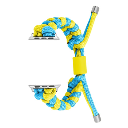 For Apple Watch Ultra 2 49mm Paracord Fishtail Braided Silicone Bead Watch Band(Light Blue Yellow) - Watch Bands by buy2fix | Online Shopping UK | buy2fix