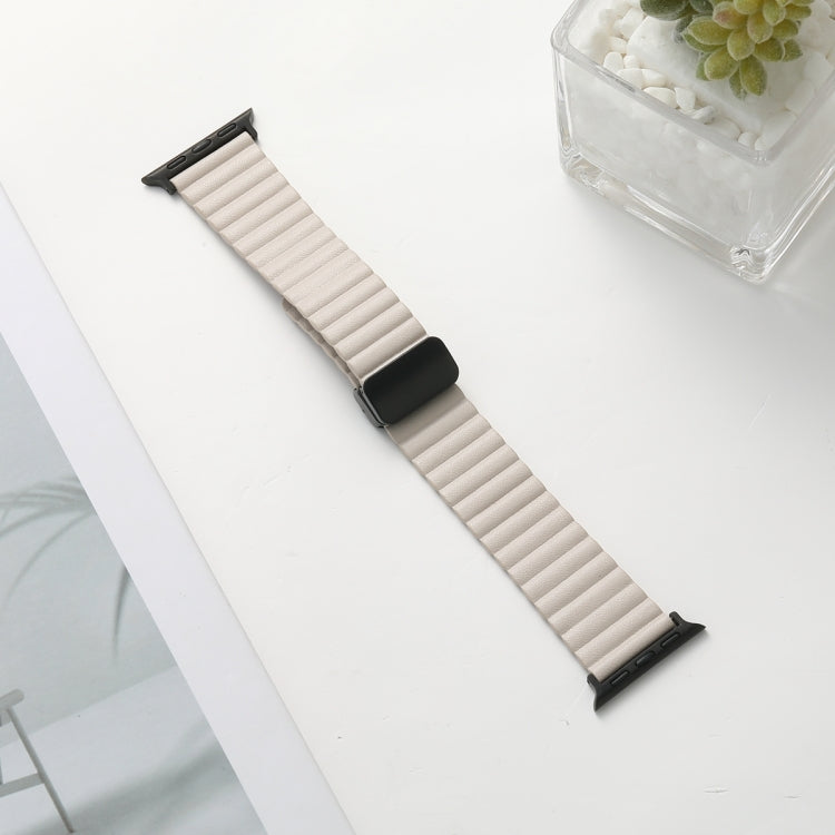 For Apple Watch Series 9 41mm Water Ripple Magnetic Folding Buckle Watch Band, Style: Bold Version(Starlight Color) - Watch Bands by buy2fix | Online Shopping UK | buy2fix