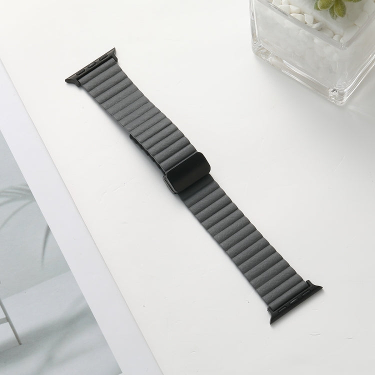 For Apple Watch SE 44mm Water Ripple Magnetic Folding Buckle Watch Band, Style: Bold Version(Grey) - Watch Bands by buy2fix | Online Shopping UK | buy2fix