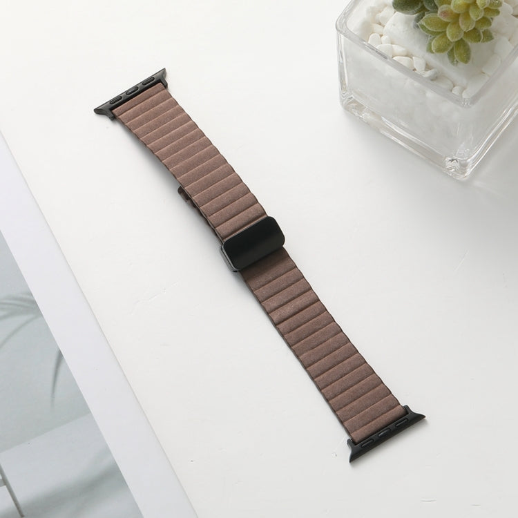 For Apple Watch Series 4 44mm Water Ripple Magnetic Folding Buckle Watch Band, Style: Bold Version(Light Brown) - Watch Bands by buy2fix | Online Shopping UK | buy2fix