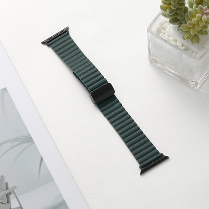 For Apple Watch Series 4 40mm Water Ripple Magnetic Folding Buckle Watch Band, Style: Bold Version(Dark Green) - Watch Bands by buy2fix | Online Shopping UK | buy2fix