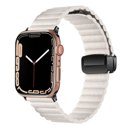 For Apple Watch 38mm Water Ripple Magnetic Folding Buckle Watch Band, Style: Bold Version(Starlight Color) - Watch Bands by buy2fix | Online Shopping UK | buy2fix