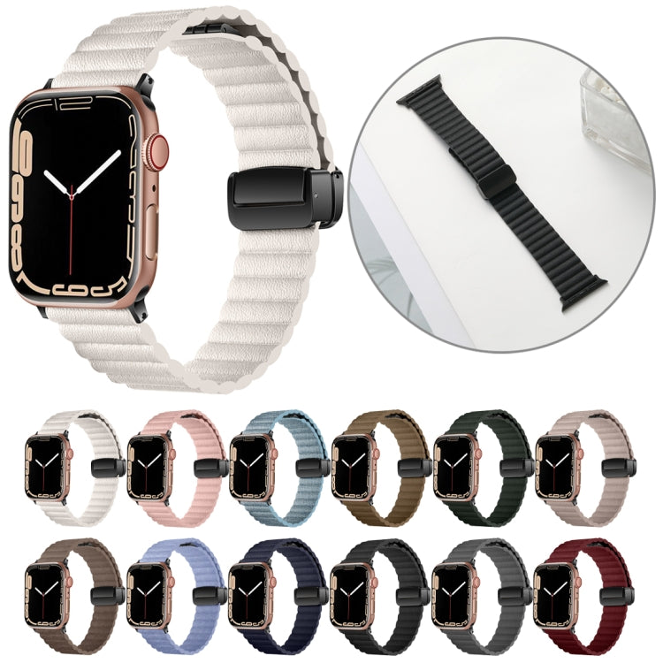 For Apple Watch Series 9 41mm Water Ripple Magnetic Folding Buckle Watch Band, Style: Bold Version(Light Brown) - Watch Bands by buy2fix | Online Shopping UK | buy2fix