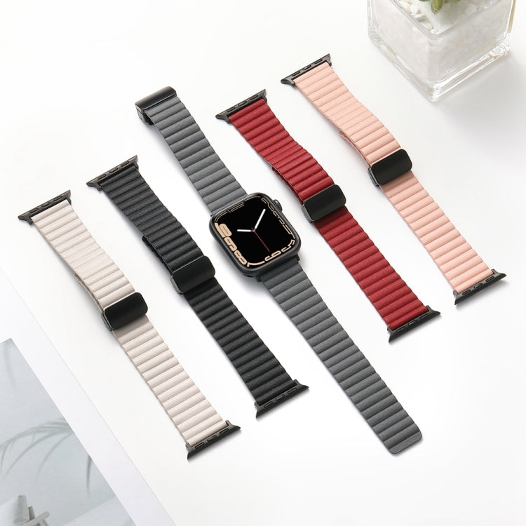 For Apple Watch Series 6 44mm Water Ripple Magnetic Folding Buckle Watch Band, Style: Bold Version(Starlight Color) - Watch Bands by buy2fix | Online Shopping UK | buy2fix