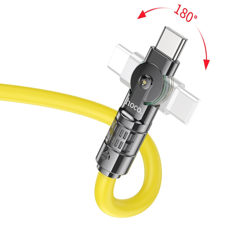 hoco U118 Kaidi 60W USB-C/Type-C to USB-C/Type-C Rotating Charging Data Cable, Length: 1.2m(Yellow) - USB-C & Type-C Cable by hoco | Online Shopping UK | buy2fix