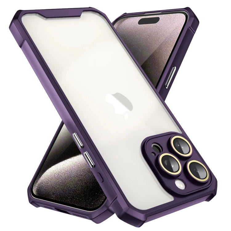 For iPhone 16 Pro Max Shockproof Acrylic Phone Case with Lens Glass Film(Purple) - iPhone 16 Pro Max Cases by buy2fix | Online Shopping UK | buy2fix