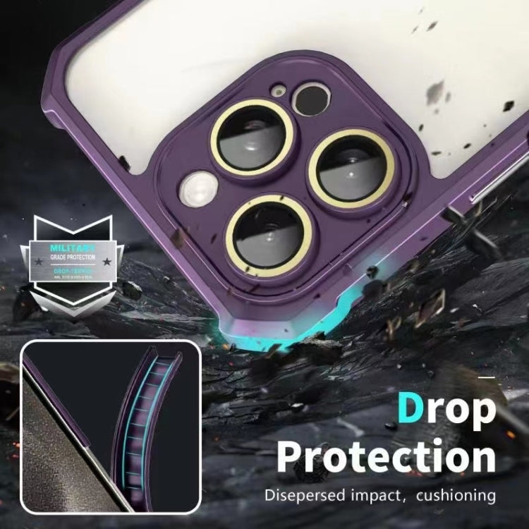 For iPhone 16 Shockproof Acrylic Phone Case with Lens Glass Film(Purple) - iPhone 16 Cases by buy2fix | Online Shopping UK | buy2fix