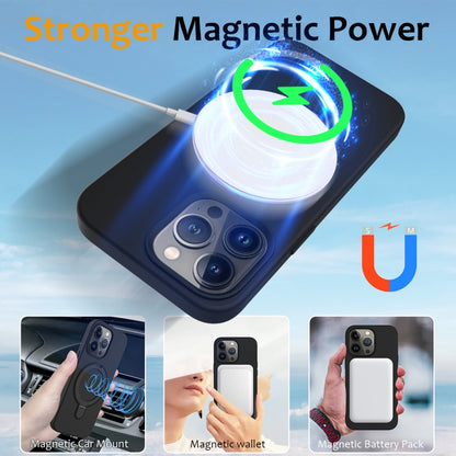 For iPhone 13 Pro Liquid Silicone MagSafe Magnetic Phone Case with Ring Holder(Black) - iPhone 13 Pro Cases by buy2fix | Online Shopping UK | buy2fix