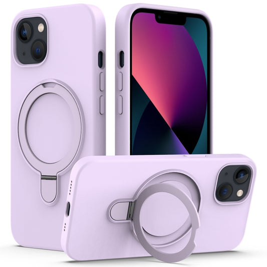 For iPhone 14 Plus MagSafe Magnetic Liquid Silicone Phone Case with Ring Holder(Lilac Purple) - iPhone 14 Plus Cases by buy2fix | Online Shopping UK | buy2fix