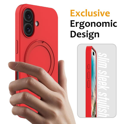 For iPhone 16 Liquid Silicone MagSafe Magnetic Phone Case with Ring Holder(Red) - iPhone 16 Cases by buy2fix | Online Shopping UK | buy2fix