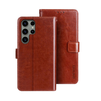 For Samsung Galaxy S24 Ultra 5G idewei Crazy Horse Texture Leather Phone Case(Brown) - Galaxy S24 Ultra 5G Cases by idewei | Online Shopping UK | buy2fix