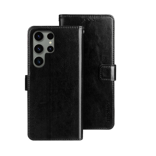 For Samsung Galaxy S24 Ultra 5G idewei Crazy Horse Texture Leather Phone Case(Black) - Galaxy S24 Ultra 5G Cases by idewei | Online Shopping UK | buy2fix