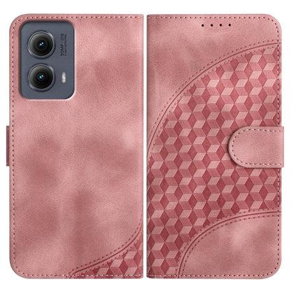 For Motorola Edge 5G 2024 YX0060 Elephant Head Embossed Phone Leather Case with Lanyard(Pink) - Motorola Cases by buy2fix | Online Shopping UK | buy2fix