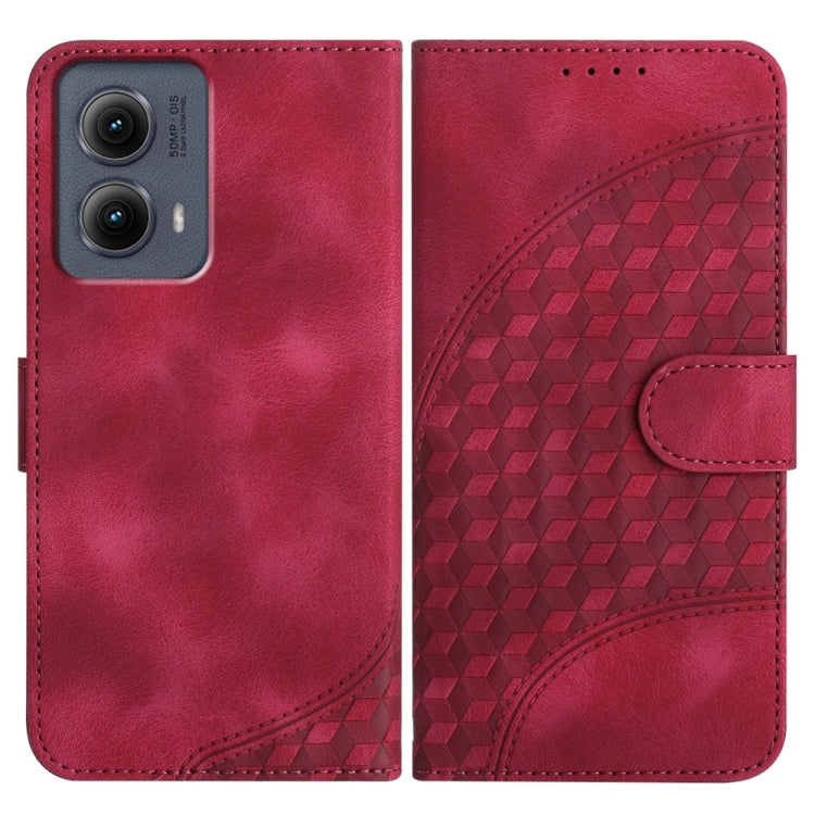 For Motorola Edge 5G 2024 YX0060 Elephant Head Embossed Phone Leather Case with Lanyard(Rose Red) - Motorola Cases by buy2fix | Online Shopping UK | buy2fix