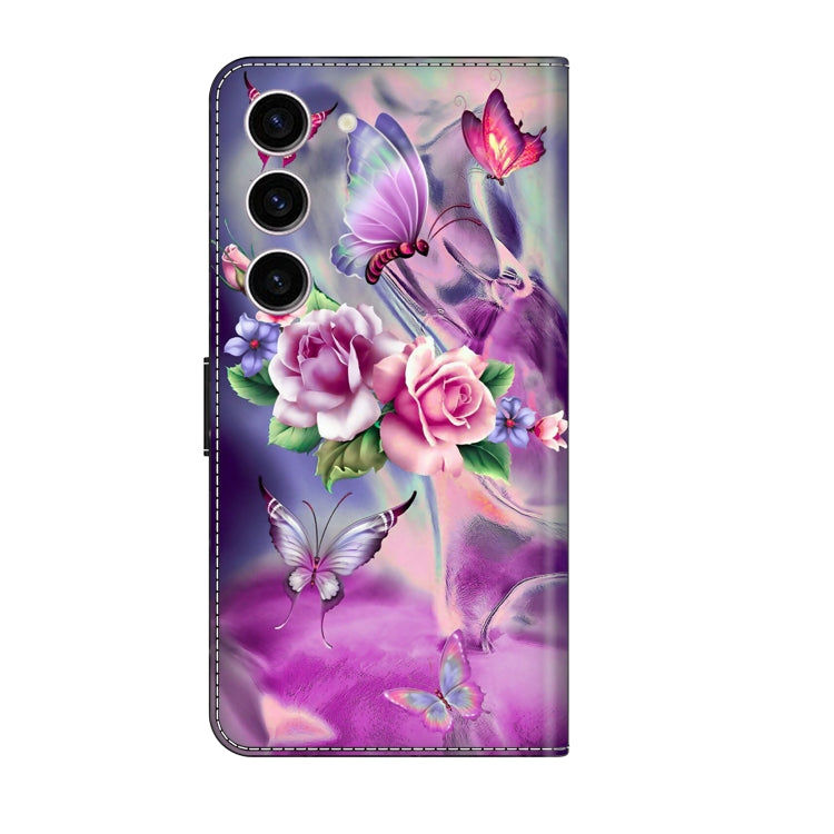 For Samsung Galaxy S24 5G Crystal 3D Shockproof Protective Leather Phone Case(Butterfly) - Galaxy S24 5G Cases by buy2fix | Online Shopping UK | buy2fix