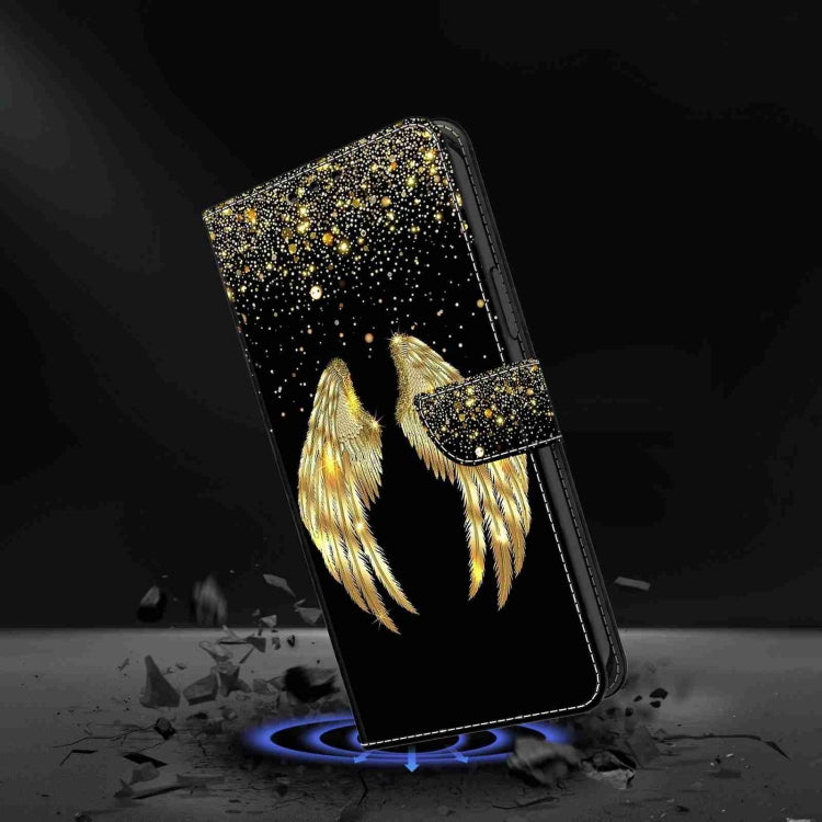 For Samsung Galaxy S24 5G Crystal 3D Shockproof Protective Leather Phone Case(Golden Wings) - Galaxy S24 5G Cases by buy2fix | Online Shopping UK | buy2fix