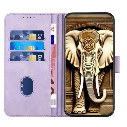 For Google Pixel 9 Pro YX0060 Elephant Head Embossed Phone Leather Case with Lanyard(Light Purple) - Google Cases by buy2fix | Online Shopping UK | buy2fix