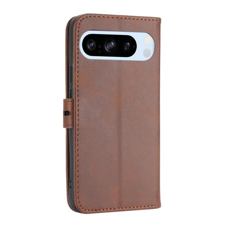 For Google Pixel 9 Embossed Happy Cat Pattern Flip Leather Phone Case(Brown) - Google Cases by buy2fix | Online Shopping UK | buy2fix