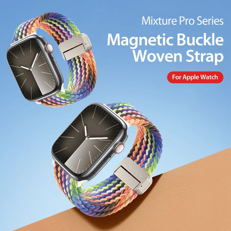 For Apple Watch SE 44mm DUX DUCIS Mixture Pro Series Magnetic Buckle Nylon Braid Watch Band(New Rainbow) - Watch Bands by DUX DUCIS | Online Shopping UK | buy2fix