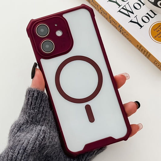 For iPhone 11 Colorful Two-Color Lens Film MagSafe Magnetic Horn Acrylic+TPU Case(Red) - iPhone 11 Cases by buy2fix | Online Shopping UK | buy2fix