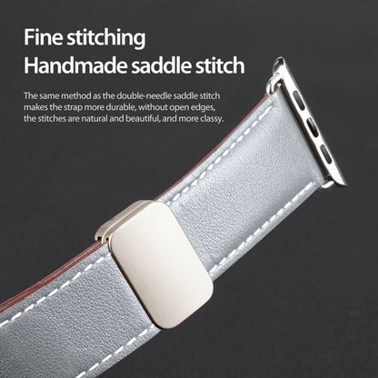 For Apple Watch Series 9 45mm DUX DUCIS YA Series Magnetic Buckle Genuine Leather Watch Band(Grey) - Watch Bands by DUX DUCIS | Online Shopping UK | buy2fix