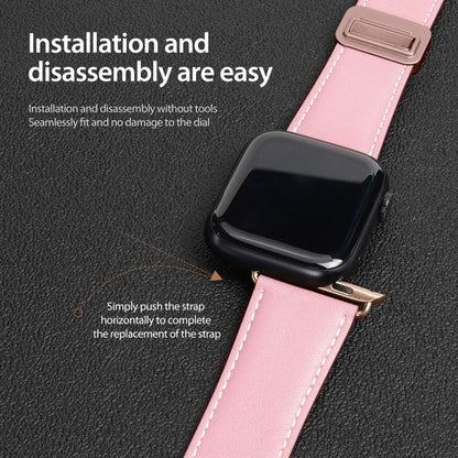 For Apple Watch Series 9 45mm DUX DUCIS YA Series Magnetic Buckle Genuine Leather Watch Band(Pink) - Watch Bands by DUX DUCIS | Online Shopping UK | buy2fix