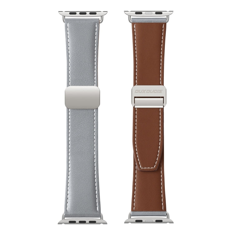 For Apple Watch Series 9 41mm DUX DUCIS YA Series Magnetic Buckle Genuine Leather Watch Band(Grey) - Watch Bands by DUX DUCIS | Online Shopping UK | buy2fix