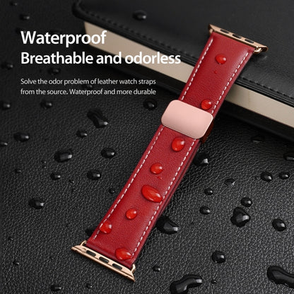 For Apple Watch Series 8 45mm DUX DUCIS YA Series Magnetic Buckle Genuine Leather Watch Band(Red) - Watch Bands by DUX DUCIS | Online Shopping UK | buy2fix