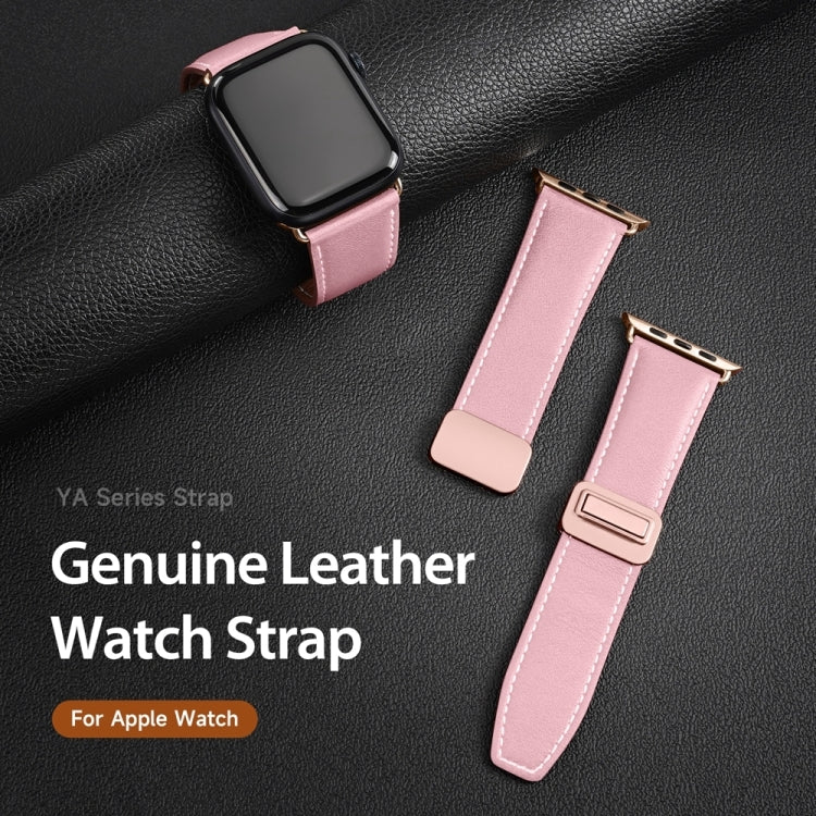 For Apple Watch Series 5 40mm DUX DUCIS YA Series Magnetic Buckle Genuine Leather Watch Band(Pink) - Watch Bands by DUX DUCIS | Online Shopping UK | buy2fix