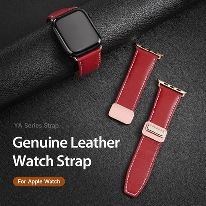 For Apple Watch Series 5 40mm DUX DUCIS YA Series Magnetic Buckle Genuine Leather Watch Band(Red) - Watch Bands by DUX DUCIS | Online Shopping UK | buy2fix