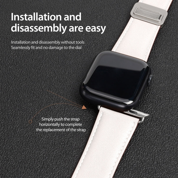 For Apple Watch Series 3 38mm DUX DUCIS YA Series Magnetic Buckle Genuine Leather Watch Band(White) - Watch Bands by DUX DUCIS | Online Shopping UK | buy2fix