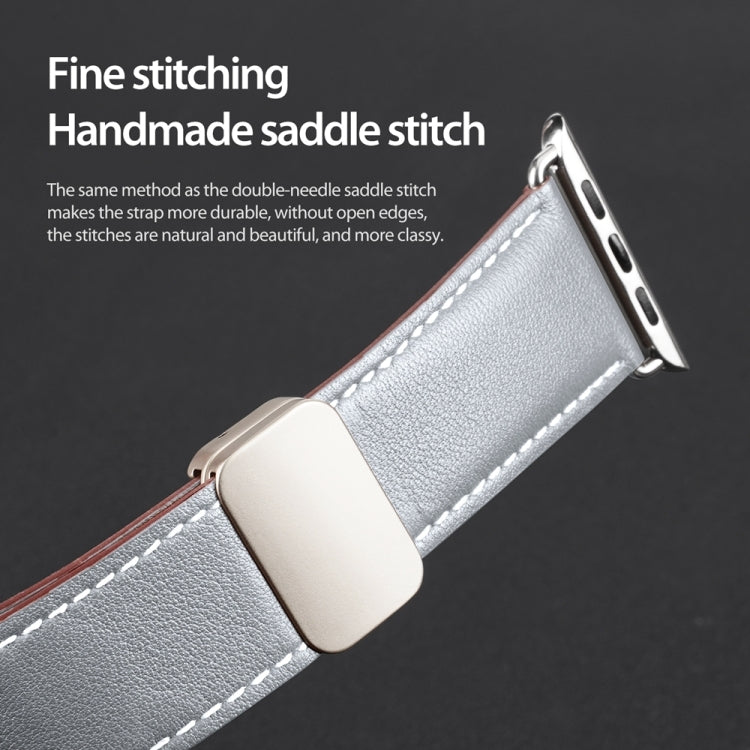 For Apple Watch Series 3 42mm DUX DUCIS YA Series Magnetic Buckle Genuine Leather Watch Band(Grey) - Watch Bands by DUX DUCIS | Online Shopping UK | buy2fix