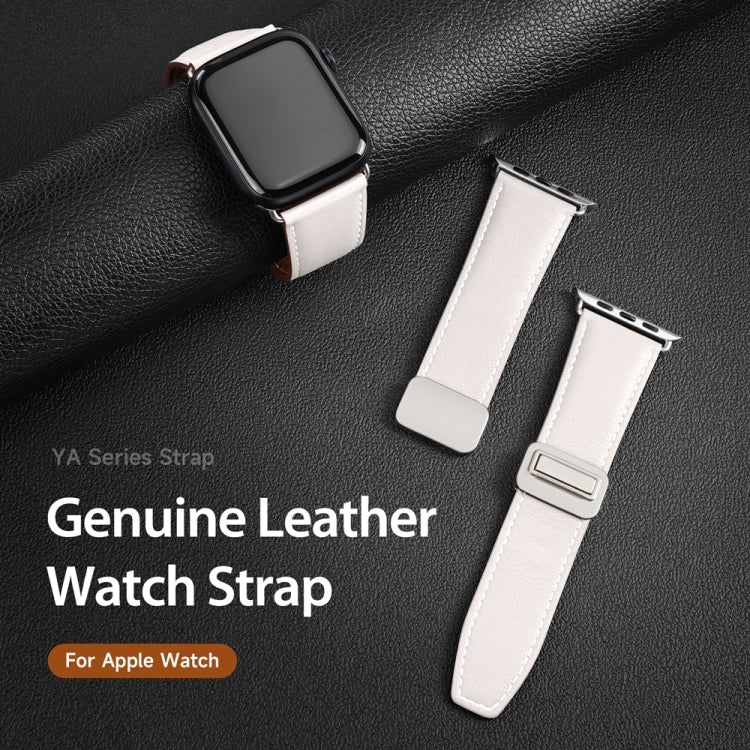 For Apple Watch Series 3 42mm DUX DUCIS YA Series Magnetic Buckle Genuine Leather Watch Band(White) - Watch Bands by DUX DUCIS | Online Shopping UK | buy2fix