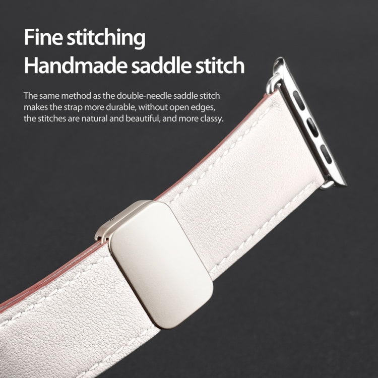 For Apple Watch Series 3 42mm DUX DUCIS YA Series Magnetic Buckle Genuine Leather Watch Band(White) - Watch Bands by DUX DUCIS | Online Shopping UK | buy2fix