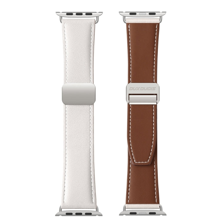 For Apple Watch Series 2 38mm DUX DUCIS YA Series Magnetic Buckle Genuine Leather Watch Band(White) - Watch Bands by DUX DUCIS | Online Shopping UK | buy2fix