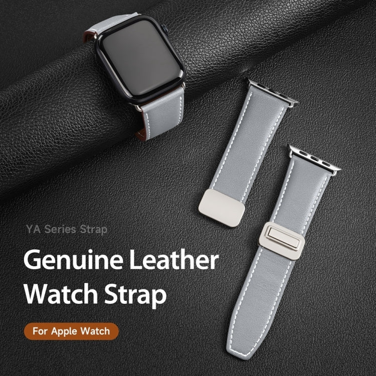 For Apple Watch 38mm DUX DUCIS YA Series Magnetic Buckle Genuine Leather Watch Band(Grey) - Watch Bands by DUX DUCIS | Online Shopping UK | buy2fix