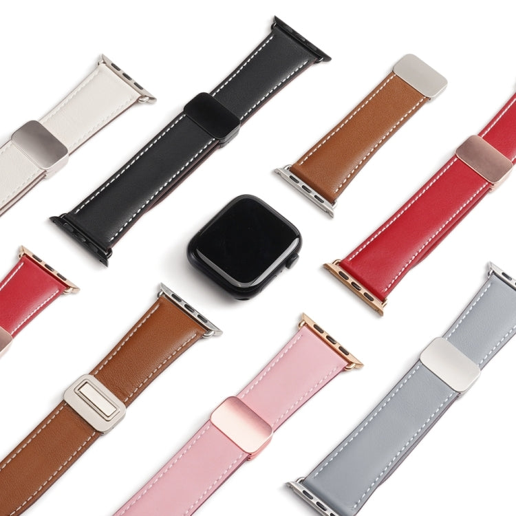 For Apple Watch Series 3 42mm DUX DUCIS YA Series Magnetic Buckle Genuine Leather Watch Band(White) - Watch Bands by DUX DUCIS | Online Shopping UK | buy2fix