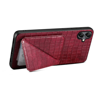 For Samsung Galaxy A52 4G / 5G Denior Imitation Crocodile Leather Back Phone Case with Holder(Rose Red) - Galaxy Phone Cases by Denior | Online Shopping UK | buy2fix