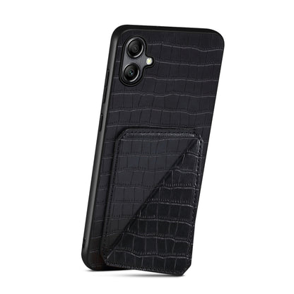 For Samsung Galaxy S23 5G Denior Imitation Crocodile Leather Back Phone Case with Holder(Black) - Galaxy S23 5G Cases by Denior | Online Shopping UK | buy2fix