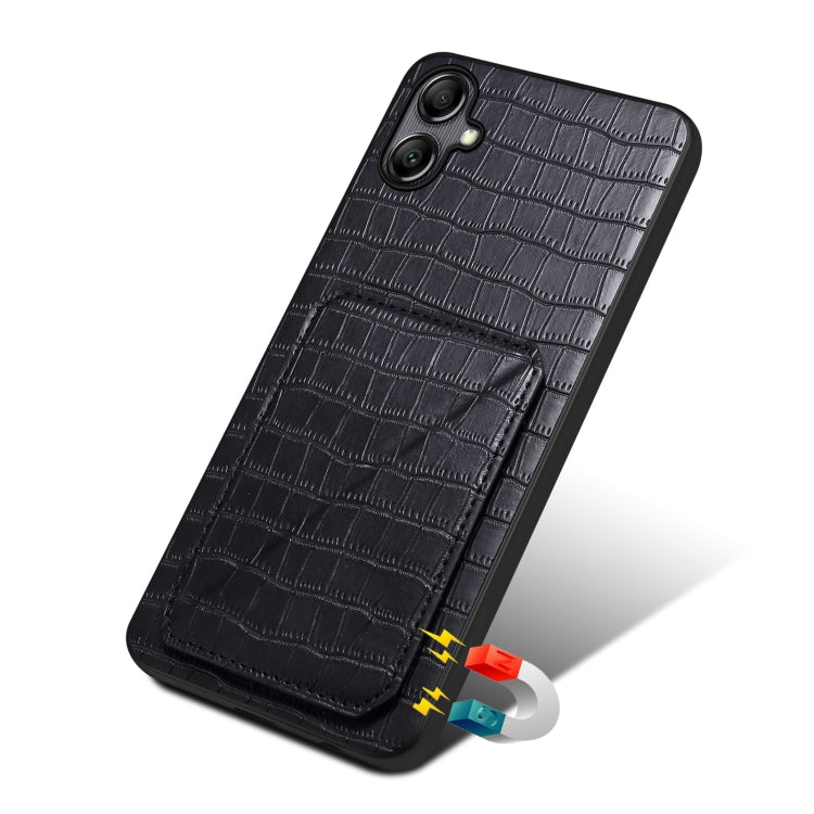 For Samsung Galaxy S24 5G Denior Imitation Crocodile Leather Back Phone Case with Holder(Black) - Galaxy S24 5G Cases by Denior | Online Shopping UK | buy2fix