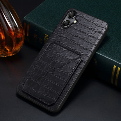 For Samsung Galaxy S24 5G Denior Imitation Crocodile Leather Back Phone Case with Holder(Black) - Galaxy S24 5G Cases by Denior | Online Shopping UK | buy2fix