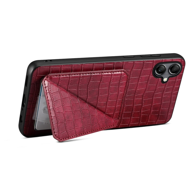 For Samsung Galaxy S24 5G Denior Imitation Crocodile Leather Back Phone Case with Holder(Rose Red) - Galaxy S24 5G Cases by Denior | Online Shopping UK | buy2fix