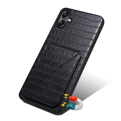 For Samsung Galaxy S24+ 5G Denior Imitation Crocodile Leather Back Phone Case with Holder(Black) - Galaxy S24+ 5G Cases by Denior | Online Shopping UK | buy2fix