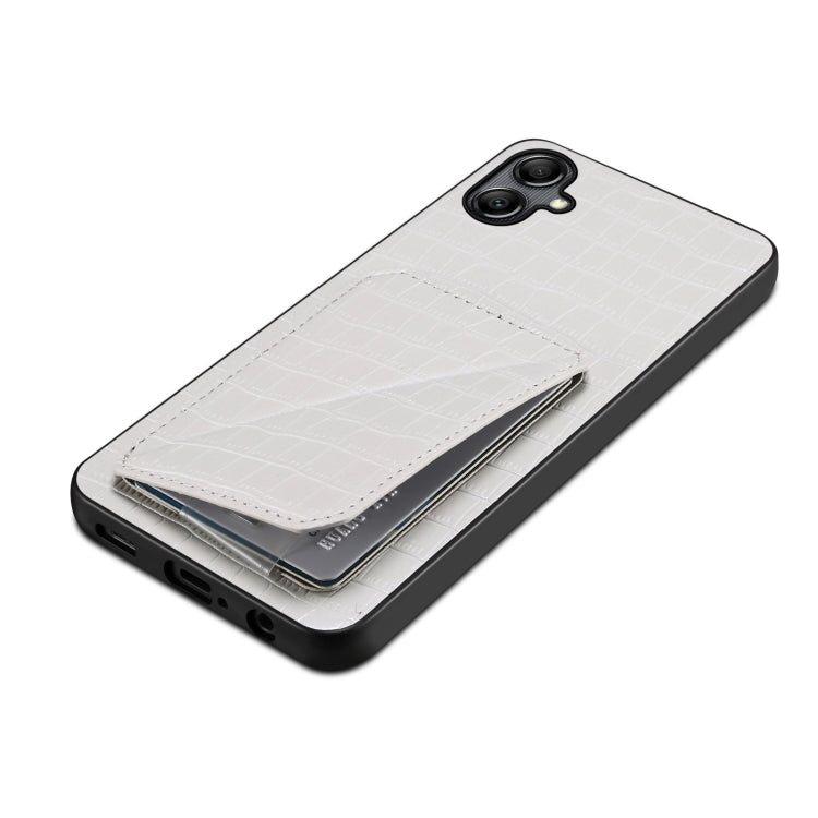 For Samsung Galaxy S24 Ultra 5G Denior Imitation Crocodile Leather Back Phone Case with Holder(White) - Galaxy S24 Ultra 5G Cases by Denior | Online Shopping UK | buy2fix