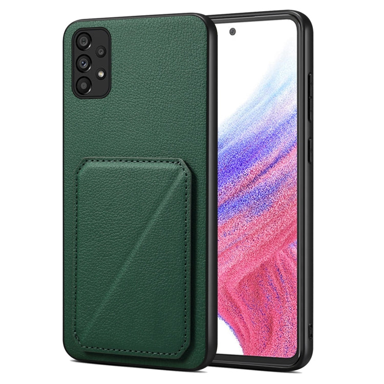 For Samsung Galaxy A53 5G Denior Imitation Calf Leather Back Phone Case with Holder(Green) - Galaxy Phone Cases by Denior | Online Shopping UK | buy2fix