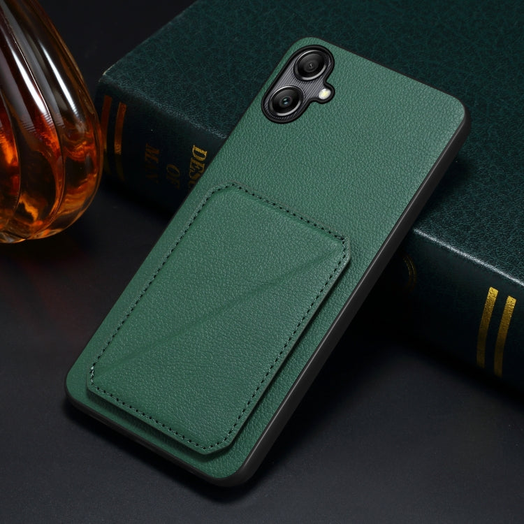 For Samsung Galaxy S24 5G Denior Imitation Calf Leather Back Phone Case with Holder(Green) - Galaxy S24 5G Cases by Denior | Online Shopping UK | buy2fix