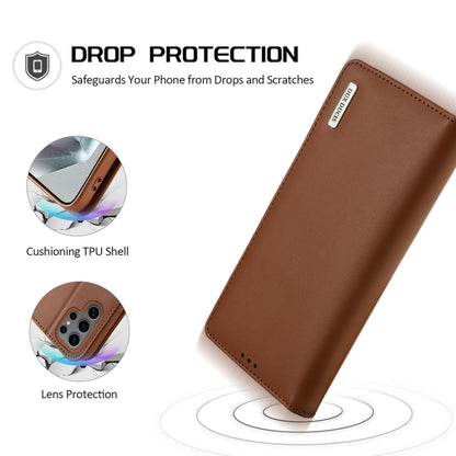 For Samsung Galaxy S25 Ultra 5G DUX DUCIS Hivo Series Cowhide + PU + TPU Flip Phone Case(Brown) - Galaxy S25 Ultra 5G Cases by DUX DUCIS | Online Shopping UK | buy2fix